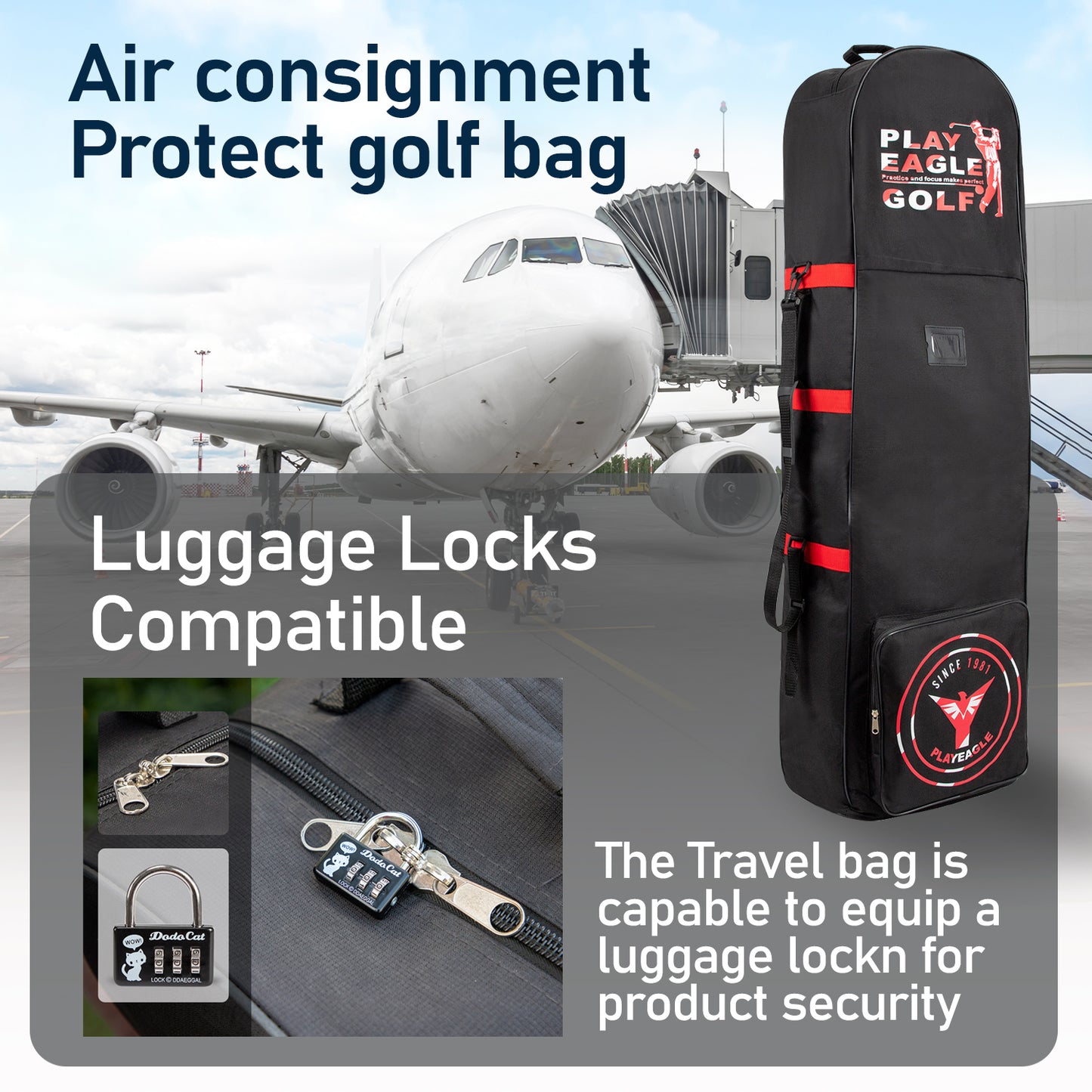 Padded Golf Club Travel Bags with Wheels