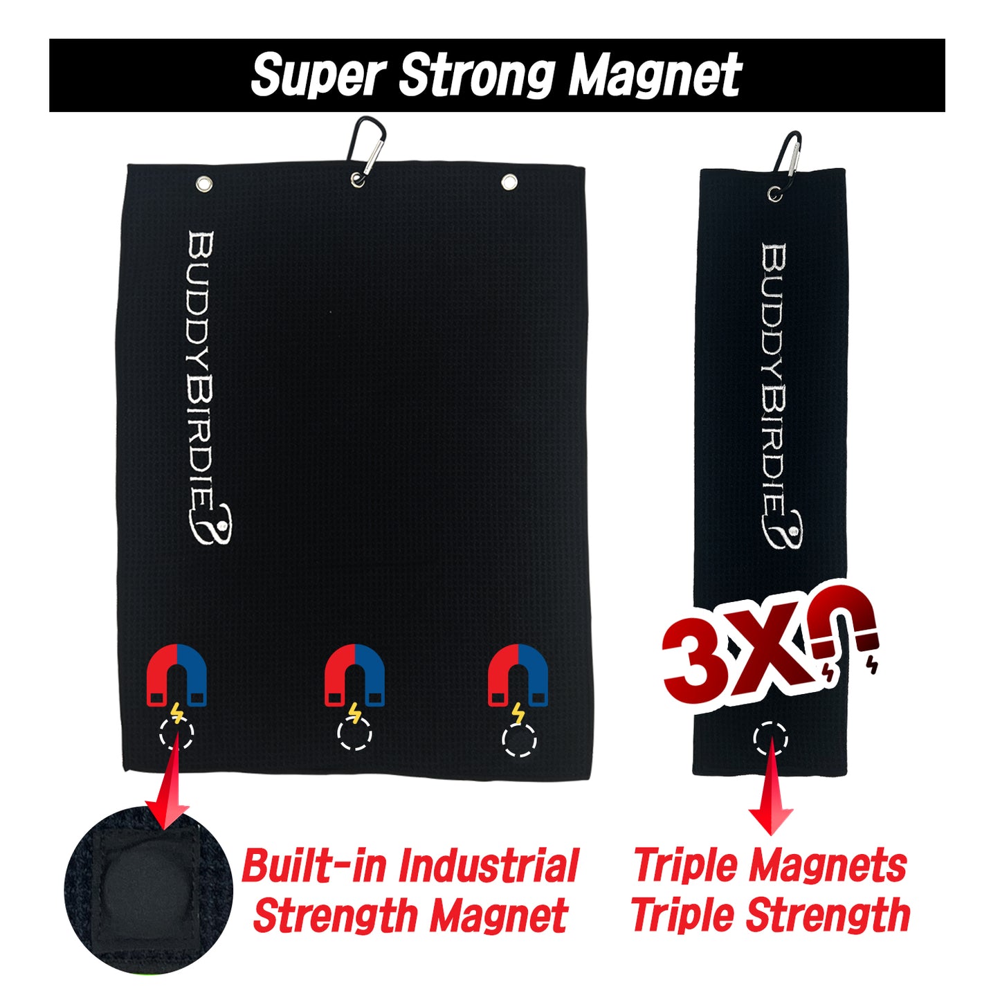 BUDDYBIRDIE Magnet-it Tri-Fold Golf Towel