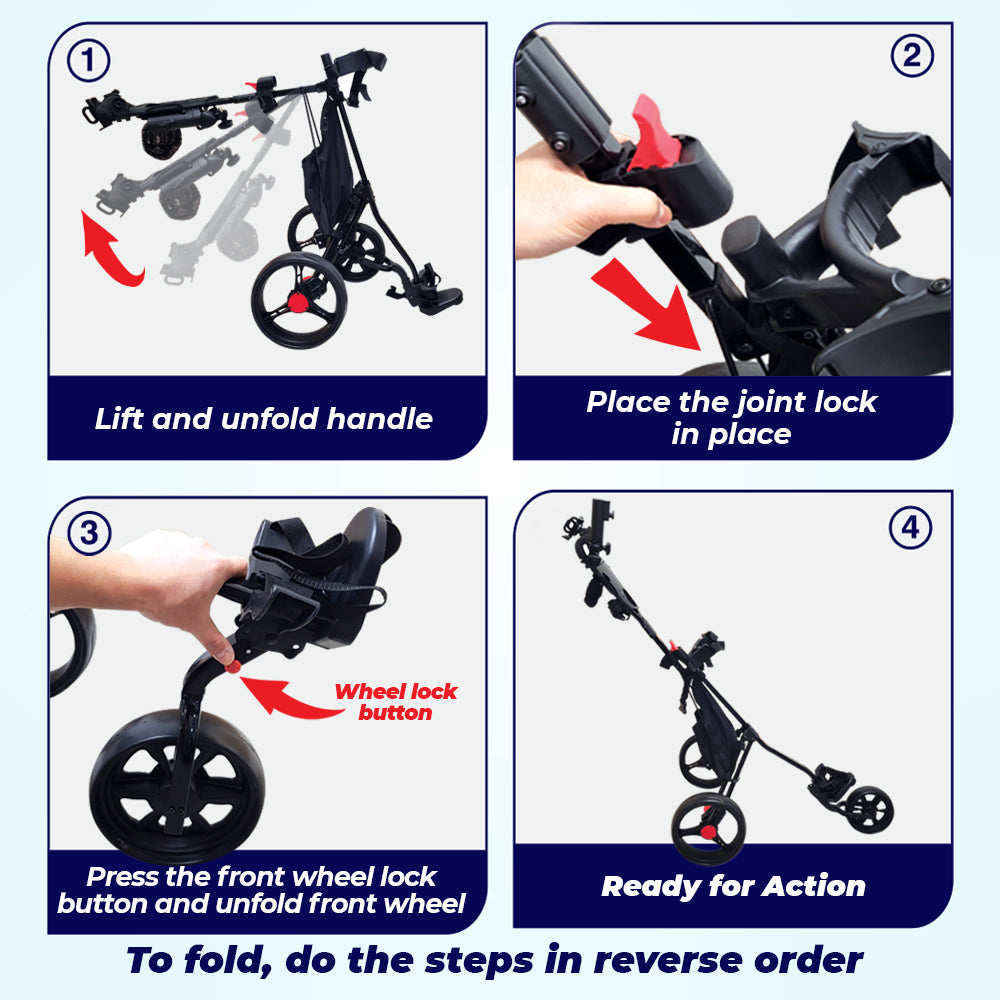 BUDDYBIRDIE Pro 3 Wheel Golf Push Cart