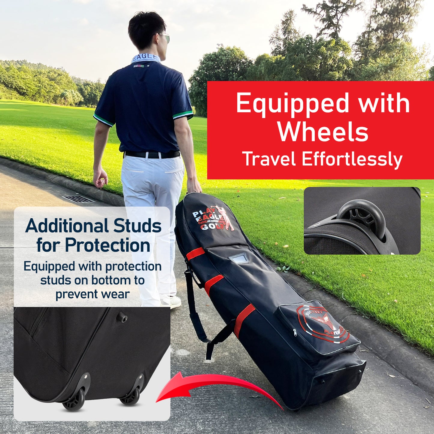 Padded Golf Club Travel Bags with Wheels