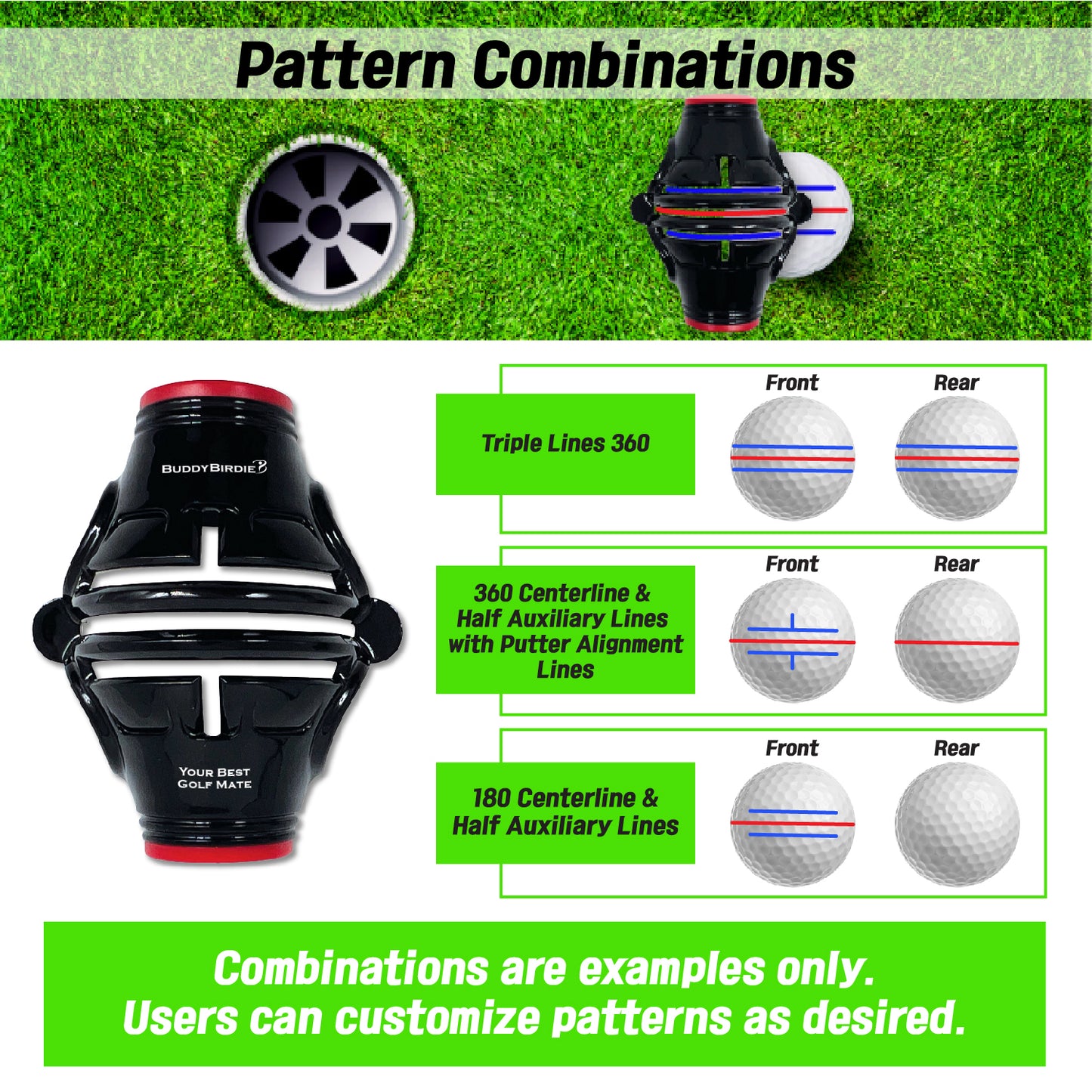 BUDDYBIRDIE Putt Liner 360 Golf Ball Marker Pro