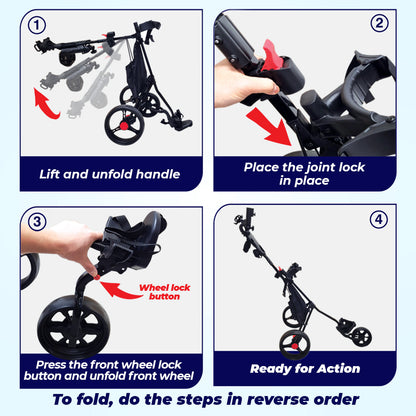BUDDYBIRDIE Pro 3 Wheel Golf Push Cart