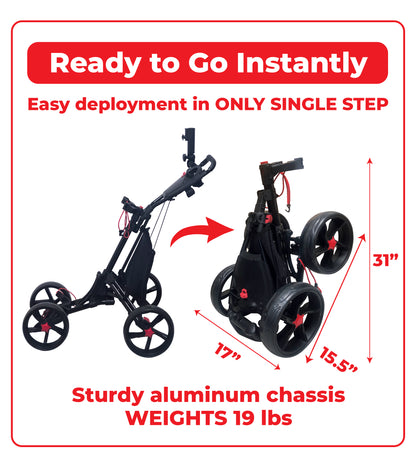 BUDDYBIRDIE Pro 4 Wheel Golf Push Cart