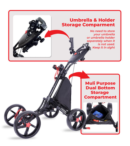 BUDDYBIRDIE Pro 4 Wheel Golf Push Cart