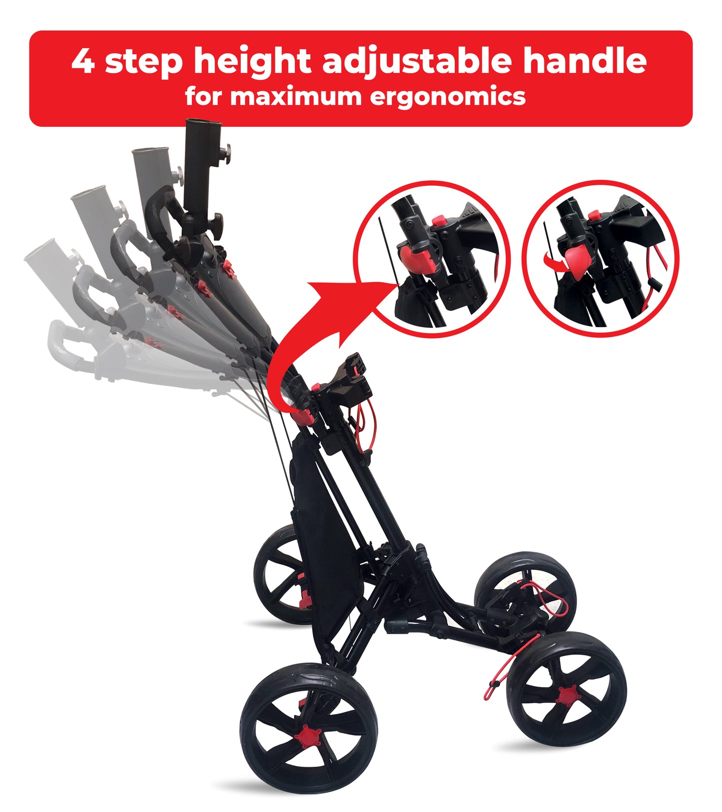 BUDDYBIRDIE Pro 4 Wheel Golf Push Cart